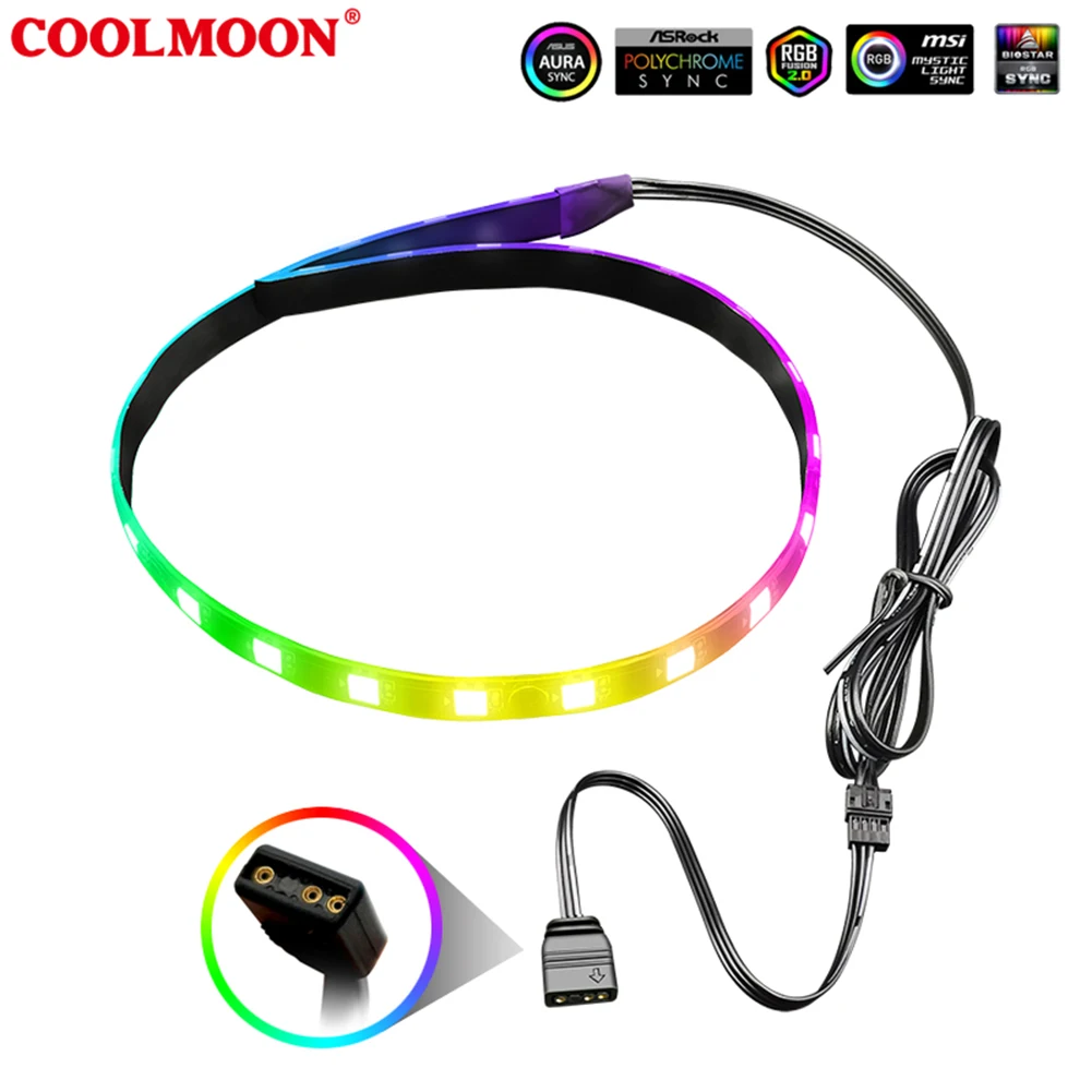 lâmpada tira 40cm placa-mãe rgb decoração acessório
