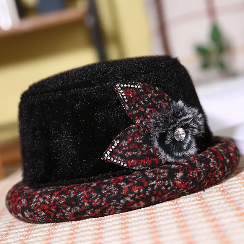 Женский Регулируемый винтажный осенне-зимний аксессуар Fedora среднего возраста, мягкий Повседневный подарок, верхняя шапка, повседневная одежда для головы из искусственной шерсти