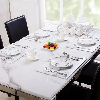 

Marble Pattern Stripe Place Mat DIY Wedding Party Decorative Mat PU Table Mat Dishware Coasters Kitchen Tableware Pad#15
