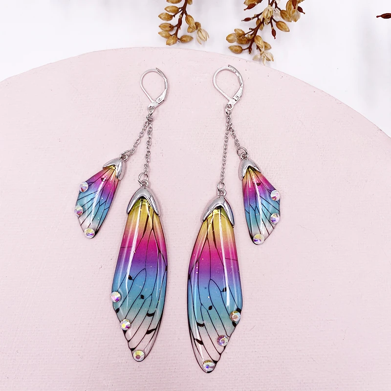 Fairy Resin Butterfly Earrings for Women Shining Crystal Flake Double Wing Long Drop Earrings Ladies Wedding Party Jewelry 2020 Fairy Resin Butterfly Earrings for Women Shining Crystal Flake Double Wing Long Drop Earrings Ladies Wedding Party Jewelry 2020