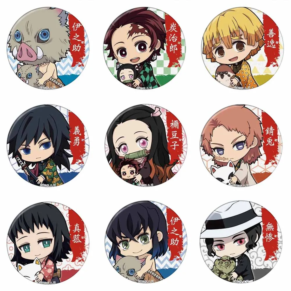 Anime Demon Slayer Kimetsu no Yaiba Badge Trendy Brooch Collection Breastpin for Backpacks Clothes Decor