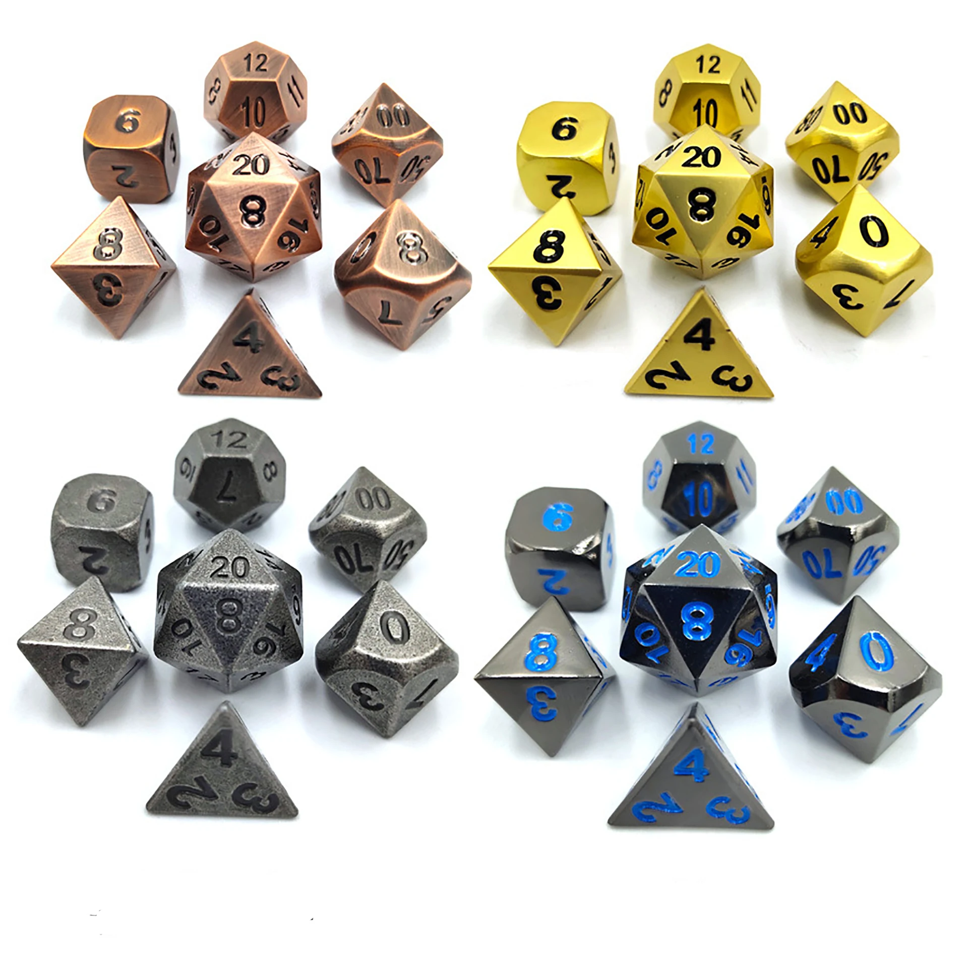7Pcs/set Zinc Alloy Metal Polyhedral Dice Role Playing Game Toy Colorful White 