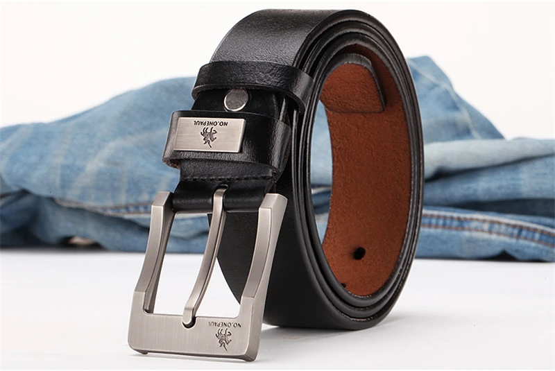 leather belt for men NO.ONEPAUL for men new fashion classice vintage pin buckle men belt High Quality cow genuine leather luxury strap male belts tiger belt