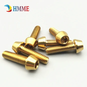 

6pcs Ti Bolt M6 x15mm Titanium Bolts Ti Color Gold Color Multicolor Cone Head Hexagon Socket Ti Screws Ti Fastener