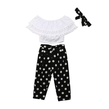 

Pudcoco 2-7Years Newborn Baby Girls Blouse + Pants+Headband Ruffles Decor 3Pcs Sunsuit Outfits Set Clothes Clothing