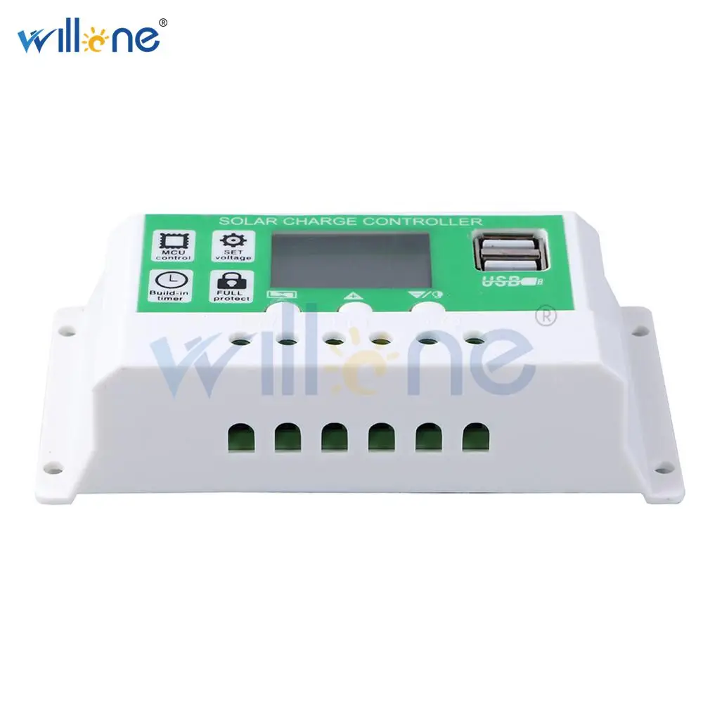 Willone 10 а/20 А/30 А 12 В 24 в PWM литиевая батарея Контроллер заряда солнечной батареи ЖК