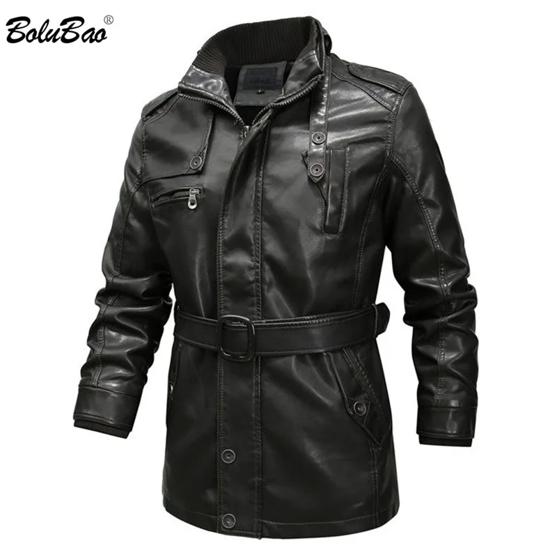 

BOLUBAO Winter Brand Men Leather Jackets Men's Fashion Casual Faux Leather Coats Male Outdoor Locomotive Leather Jacket