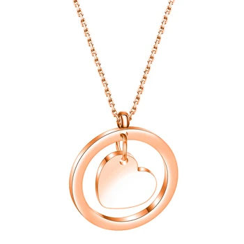 Tiny Heart Letter Pendant Necklace For Women Dainty Rose Gold Color A-Z Letter Stainless Steel Necklace Jewelry Gift 3