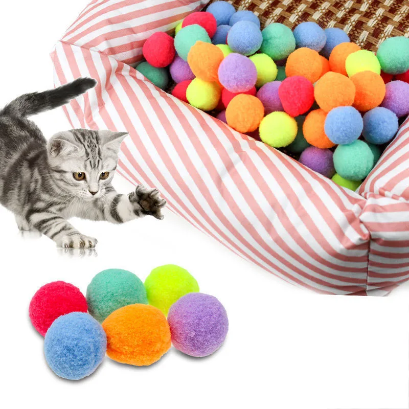 Cute Funny Cat Toys Stretch Plush Ball 3cm Cat Toy Ball Creative Colorful Interactive Cat Chew Toy Pet Supplies