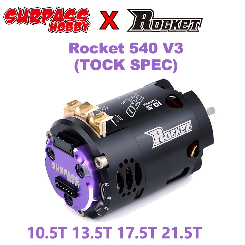 

Surpass Hobby Rocket 540 V3 Pro (TOCK SPEC) Sensored Brushless Motor 10.5/13.5T For Electric Hub Motor 1/10 1/12 RC Drift Car