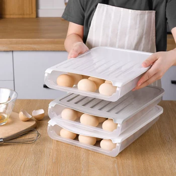 

Transparent Egg Refrigerator Storage Egg Tray Holder Crisper Multi-functional Practical Convenient Kitchen Container