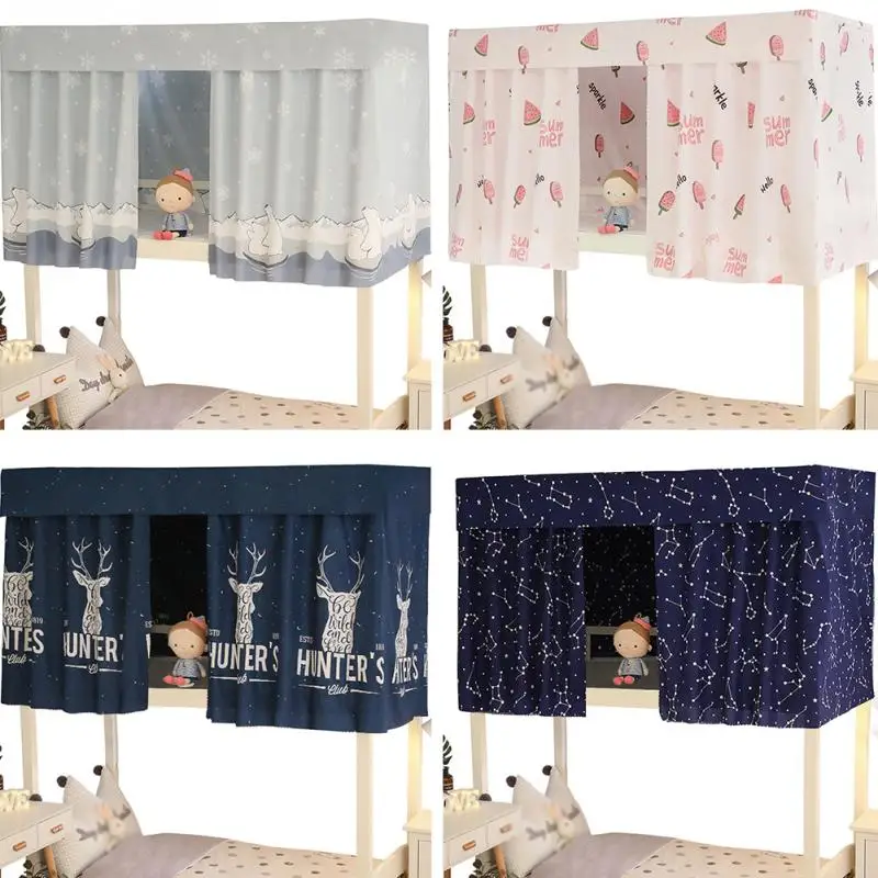 Bed Curtain Student Dormitory Dustproof Mosquito Protection School Blackout Printed Elegant Cloth Home Single Shading Breathable