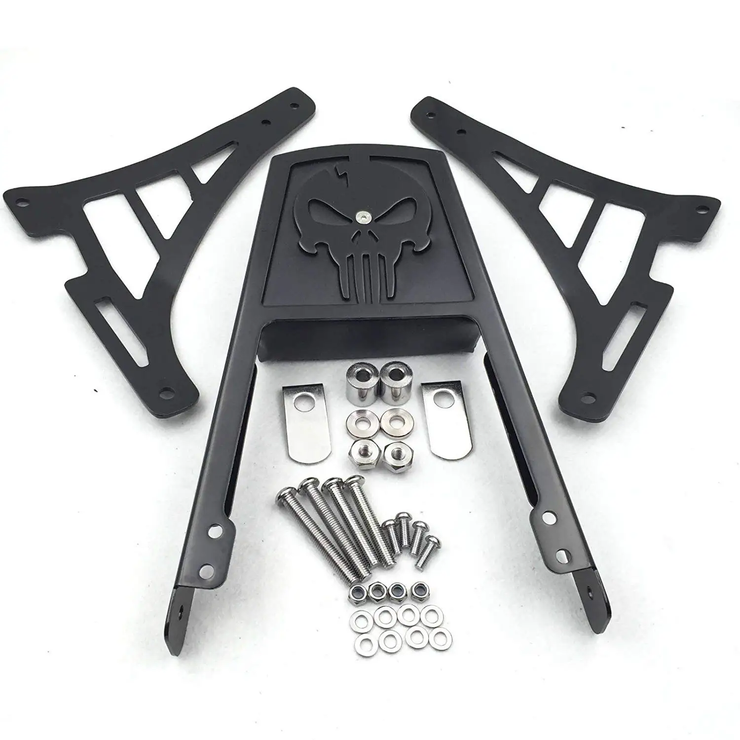 

Motorcycle Black Skull Style Backrest Sissy Bar with Leather Pad For Harley Davidson Sportster Xl883C XL883R XL1200R XL1200C
