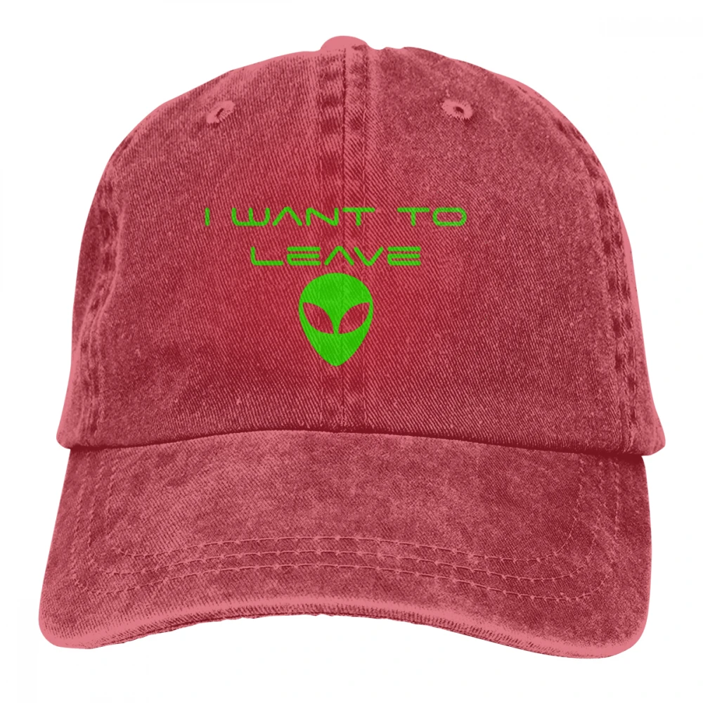 Alien я хочу оставить Casquette темно-синий унисекс Мужские Женские джинсовые бейсболка с ремешком кепки Регулируемый Гольф папа шляпа