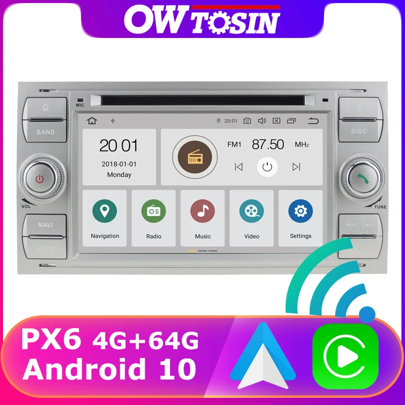 Android 10 PX6 4G + 64G Radio samochodowe GPS dla forda C S Max Transit