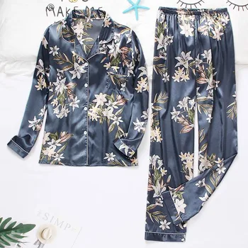 

Ladies Pajamas Set Women Long Sleeve Trousers Pajamas Print Set