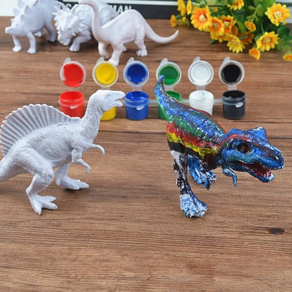 DIY 3D краска ing динозавры фигурки граффити игрушки набор с 6 цветной краской и 1 шт. щетка для детей обучение рисованию DIY игрушка