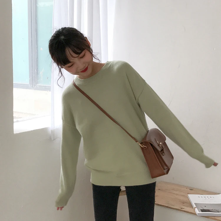 Basic Knit O-Neck Jumpers Women Sweater Casual Loose Winter Long Sleeve Sweater Women Pullovers Streetwear 2 orders