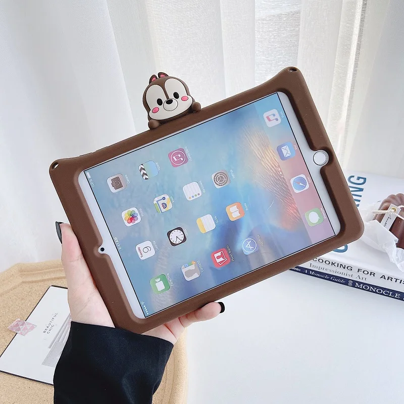 Чехол для IPad 10,2 дюймов, детский силиконовый чехол-подставка с изображением белки из мультфильма для iPad 7th Gen A2198 A2200, защитный чехол для планшета+ ручка