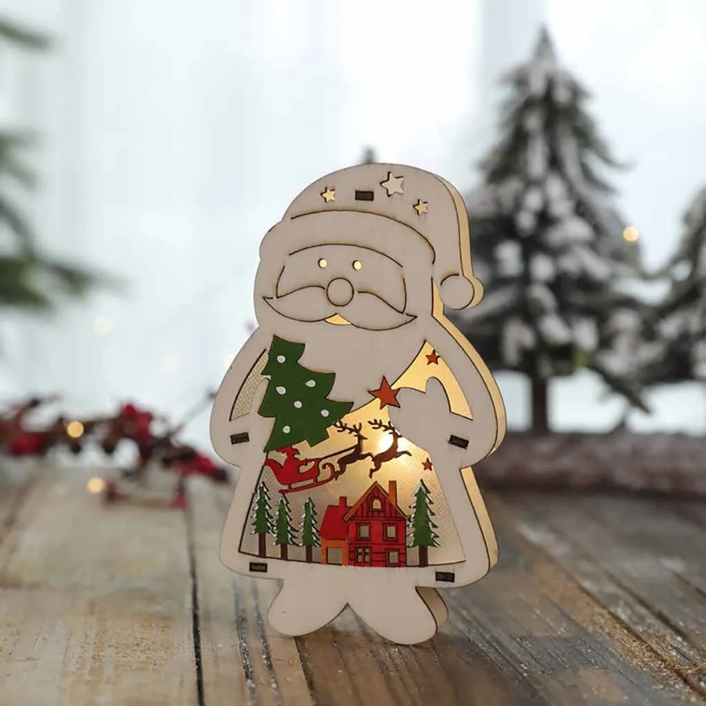 Рождественские украшения стола аксессуары мультфильм освещение Деревянный светильник со снеговиком украшения для домашней вечеринки украшения в стол