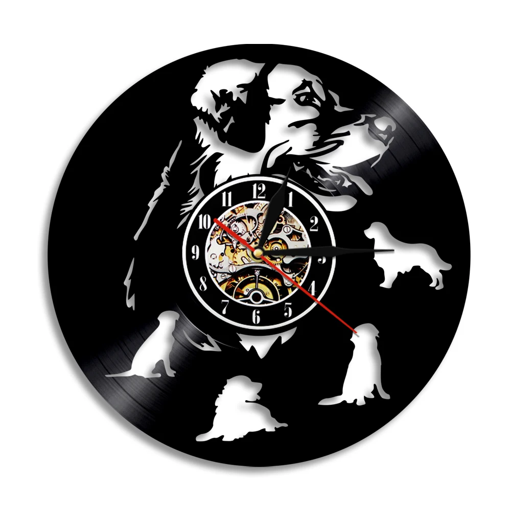 Labrador Golden Retriever Dog Vinly Record Wall Clock Puppy Pet 3D Time Clocks Modern Design Home Decor For Lover | Дом и сад