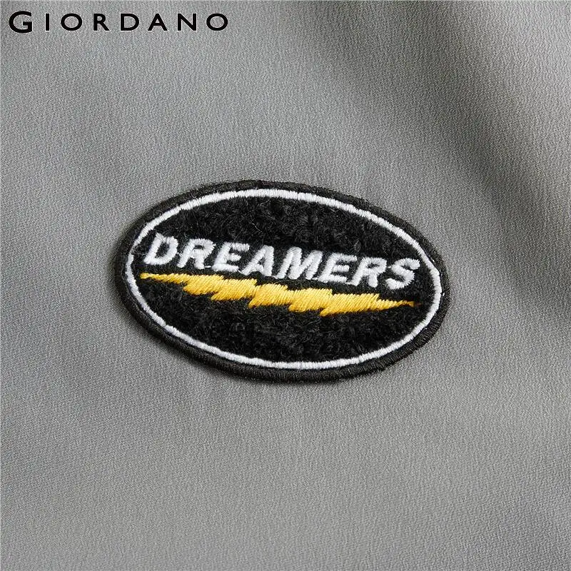 Giordano мужская куртка контрастный вышитый значок Chaquetas Hombre длинный рукав карманы спереди Jaqueta Corta Vento 01079749