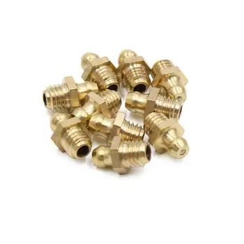 

8mm 10pcs M8 x 1.25 Thread Brass Straight Grease Nipple Fitting for Car