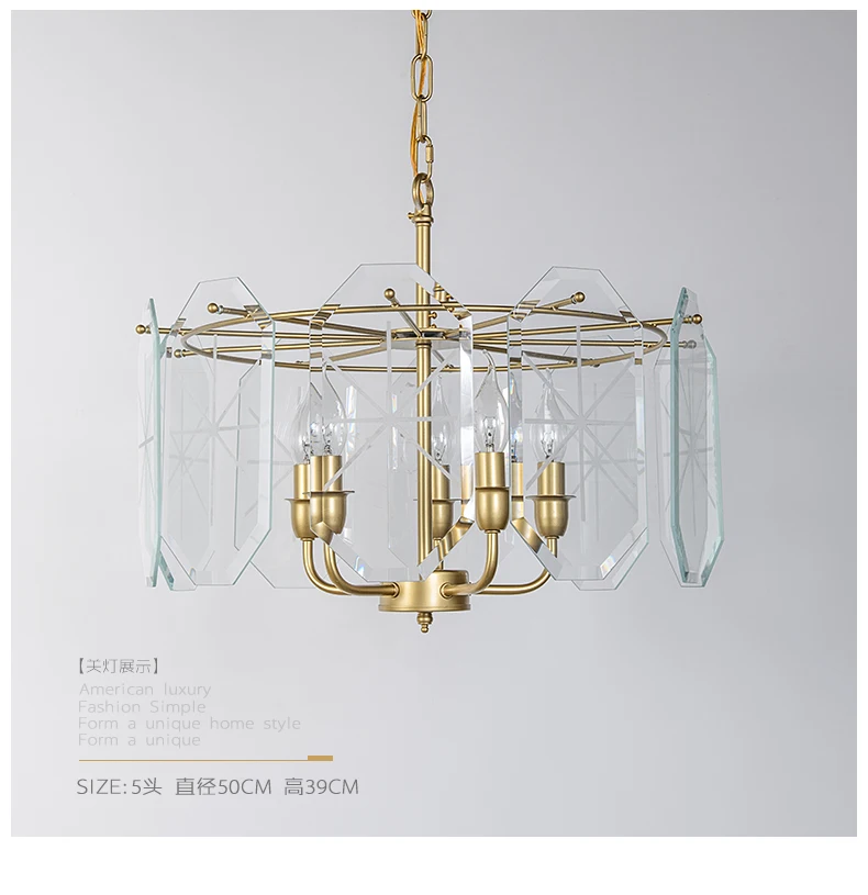 Postmodern luxury glass Pendant lights home villa living room atmosphere Pendant lights American metal dining room lamp