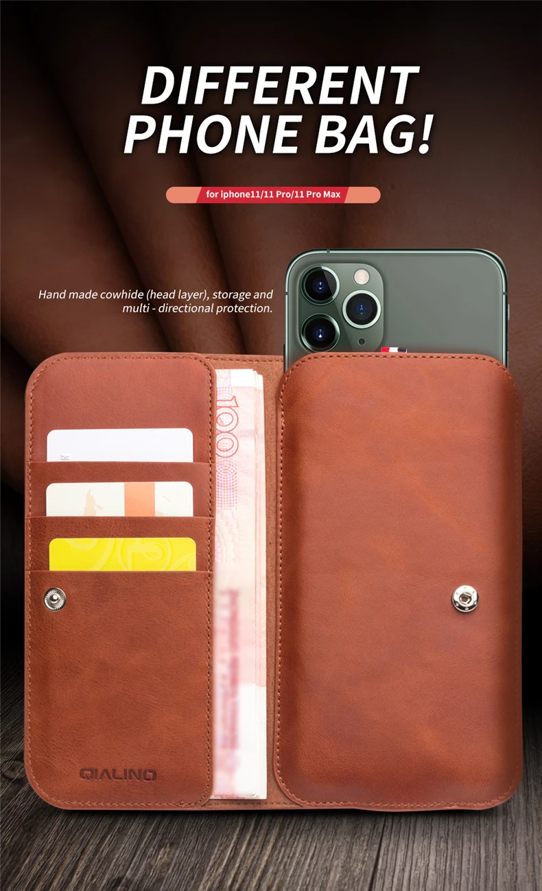 QIALINO Роскошный чехол-кошелек из натуральной кожи для Apple iPhone 11 Pro Max модная сумка ручной работы с отделениями для карт для iPhone 11