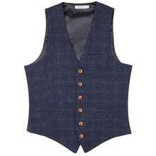 Весна и осень стиль досуг костюм жилет мужской деловой костюм жилет приталенный английский жилет клетчатый жилет Мода