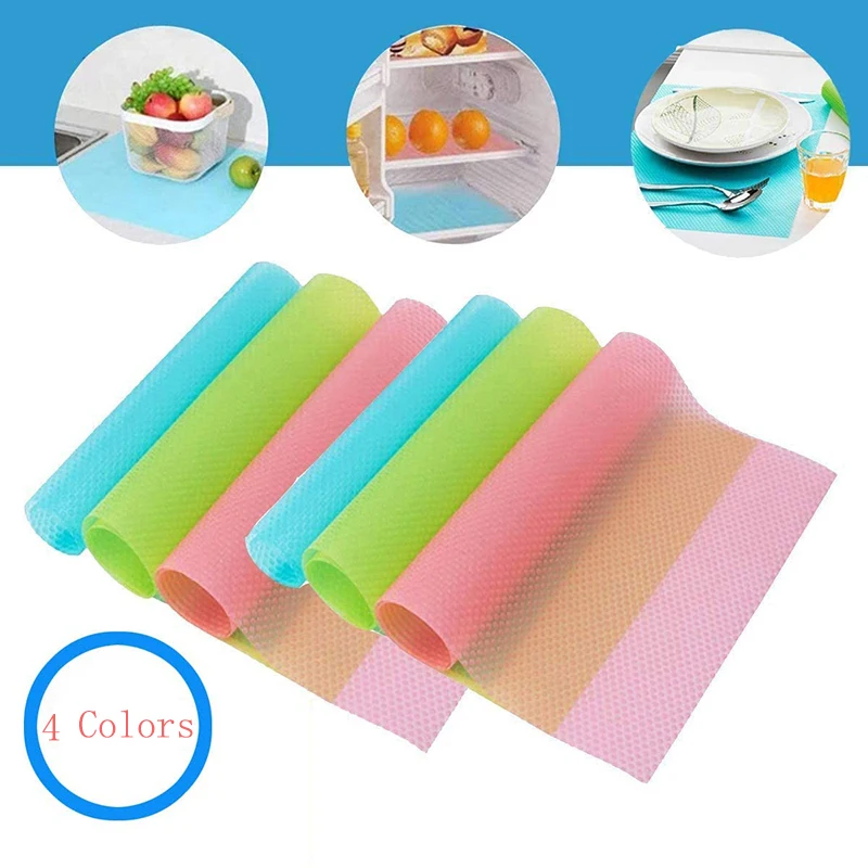 

4PCs/8PCs Refrigerator Mats 45 x29cm Non-slip Waterproof Refrigerator Pad Pre-Cut Fridge Shelves Liner Table Mat