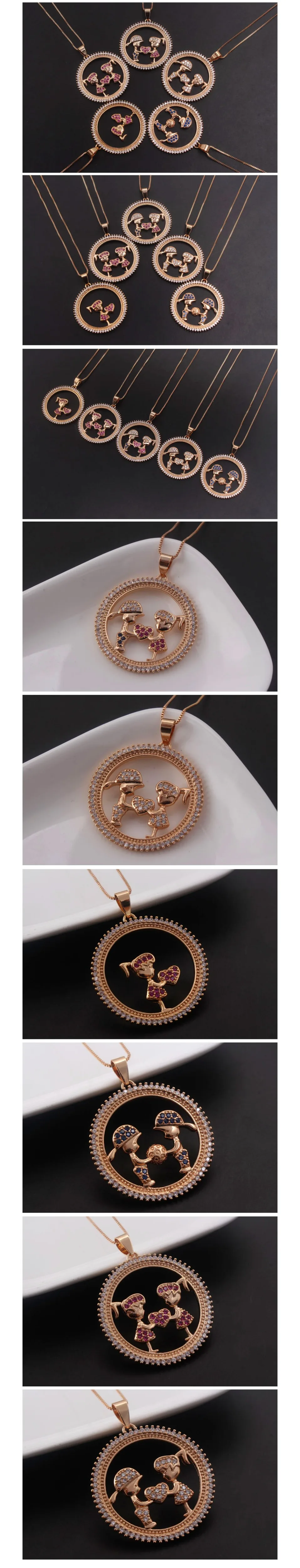 MHS.SUN Fashion AAA Zircon Jewelry Boys Girls Pendant Necklace Luxury Women Chain Necklace Charm Choker For Christmas Gift 1PC