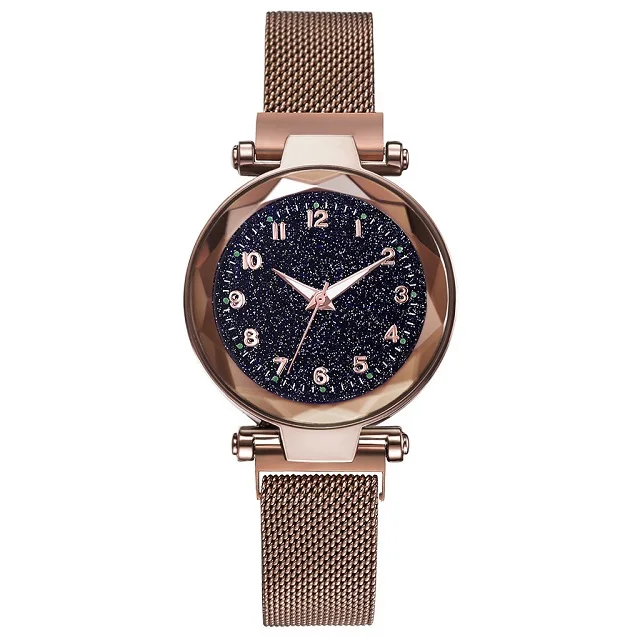 D Brown Relogio Feminino модные женские часы Звездное небо магнитные наручные часы с ремешком-сеткой женское платье Светящиеся кварцевые наручные женские часы - Цвет: D Brown