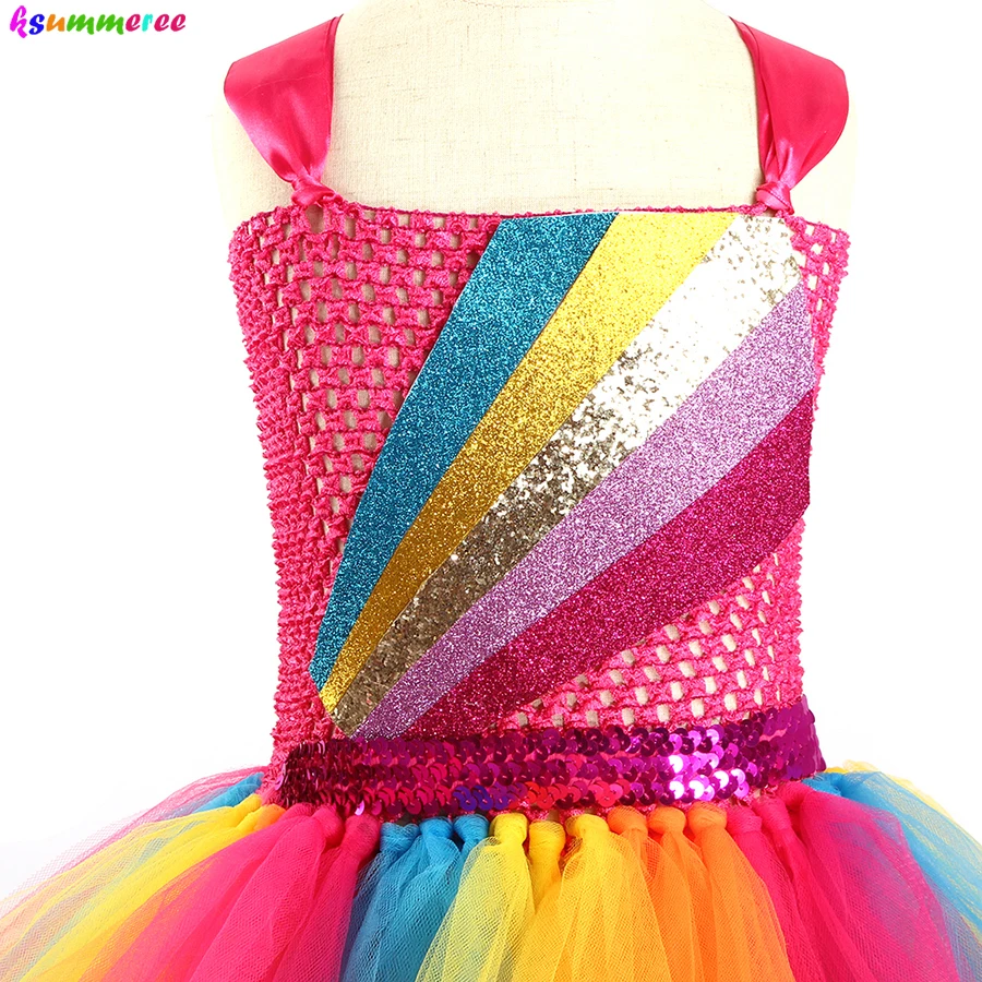 Платье пачка для девочек Jojo Siwa с роскошным бантом блестящее Радужное платье