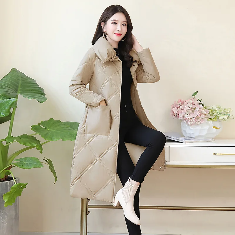 

Lace-up Mid-length Cotton-padded Clothes Warm WOMEN'S Dress Long over-the-Knee Slim Fit Coat down Jacket Cotton-padded Clothes 2