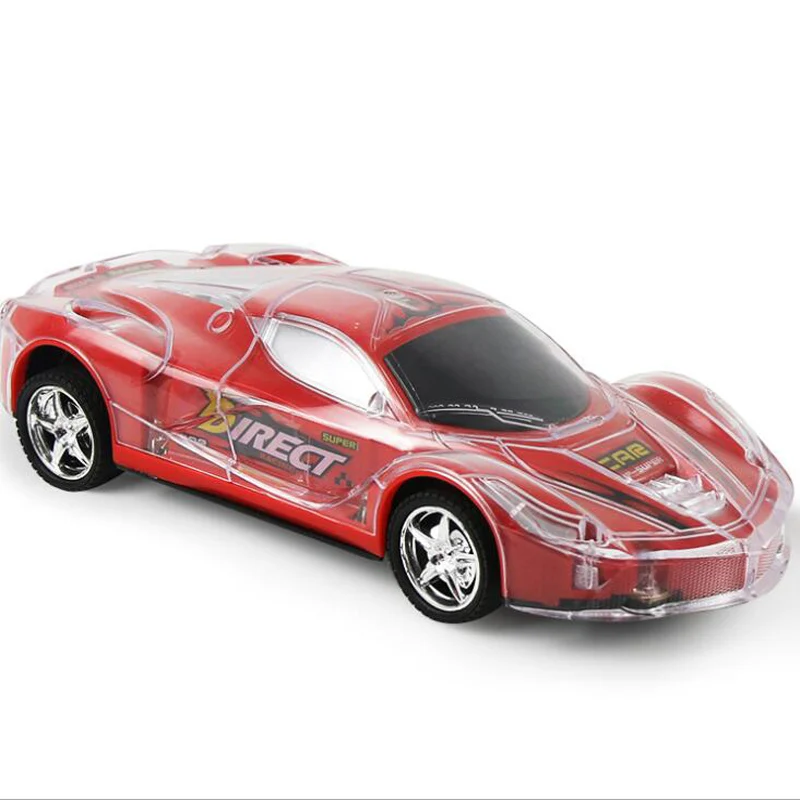 1:24 RC автомобиль высокоскоростной пульт дистанционного управления гоночный 3D пульт дистанционного управления освещением автомобиль четырехполосный пульт дистанционного управления автомобиль детская игрушка подарок - Цвет: Красный