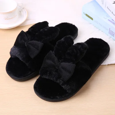 black Style 2 Европейский и американский стиль; коллекция года; сезон осень-зима; домашняя обувь для пар; Хлопковые женские тапочки; плюшевая женская обувь; женская обувь без застежки - Цвет: black Style 2