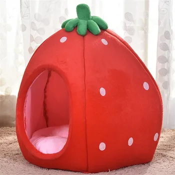 

Pet Cat Dog Sofas Bed Strawberry Shape Dog House Cute Pet Kennel Nest Warm Dog Cat Sleeping Beds House