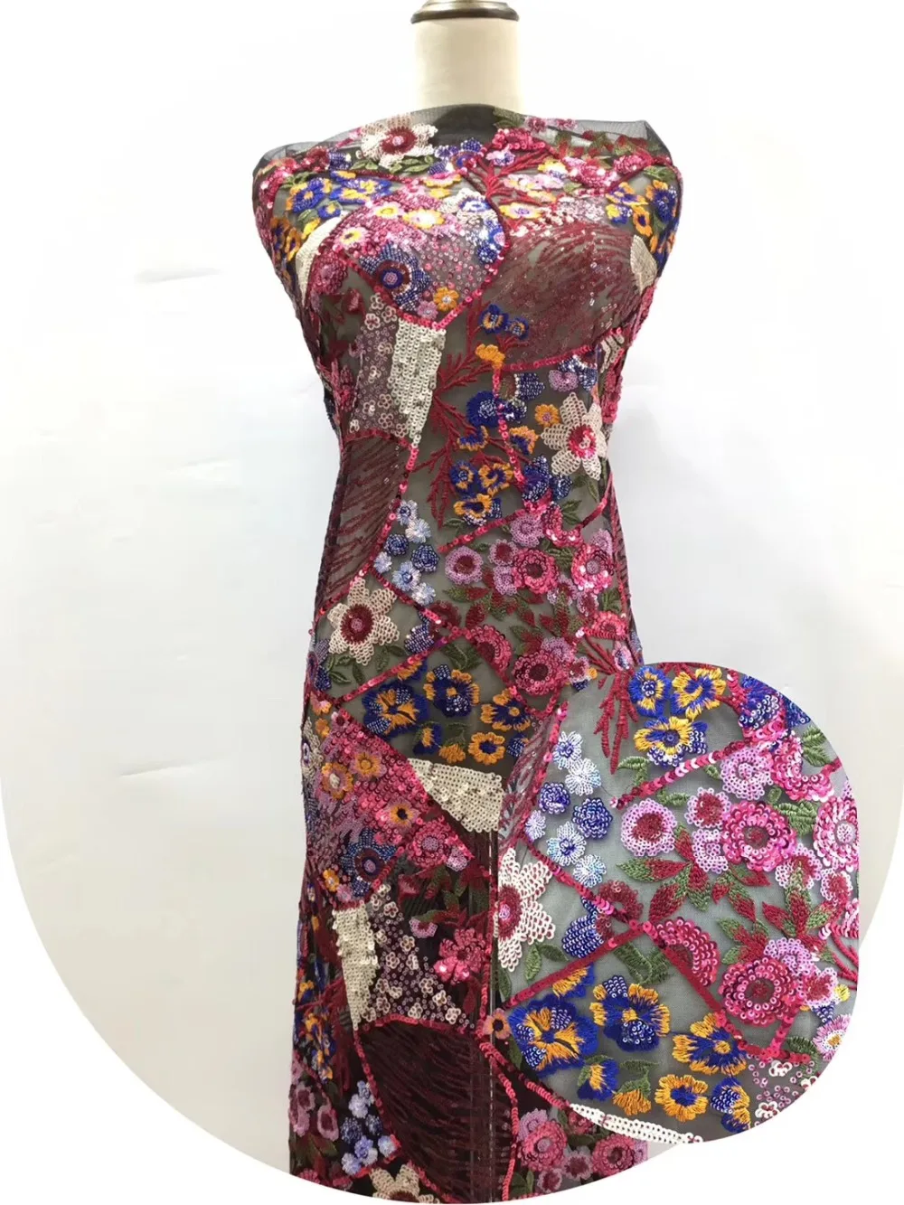 Нигерийская кружевная ткань, 5 ярдов, 3D блестки, кружевная ткань, чистая кружевная ткань,, блестки, цветная кружевная ткань для платья высокой моды ZP982