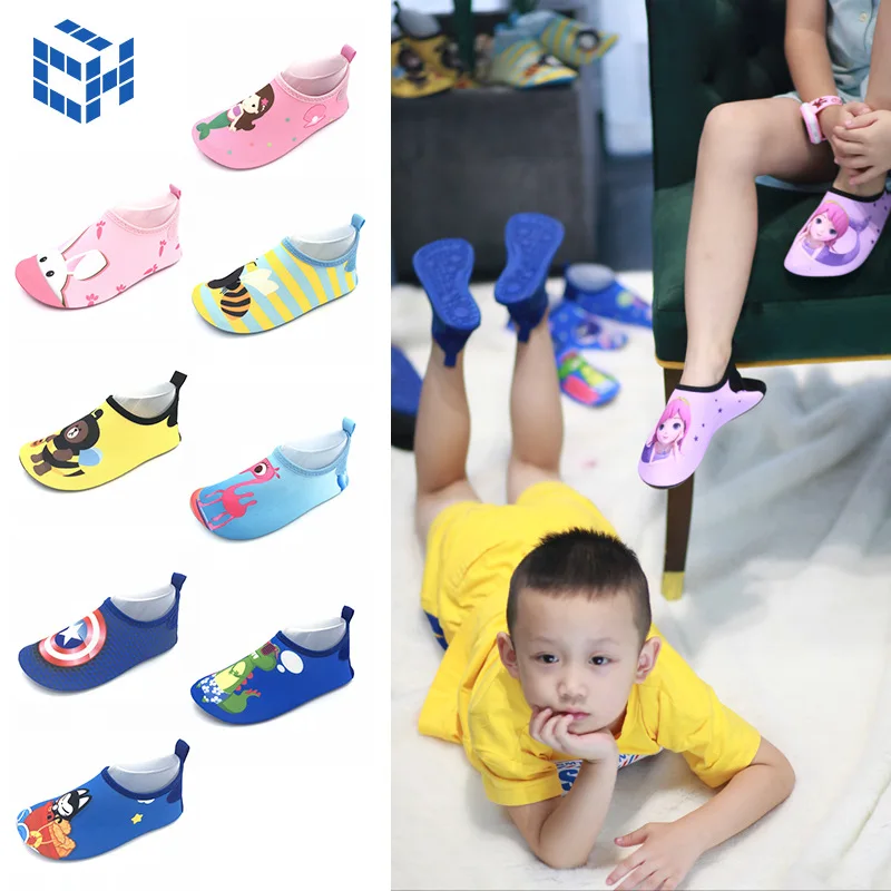 Обувь детская Нескользящая для плавания воды пляжа серфинга Сияющие шлепанцы