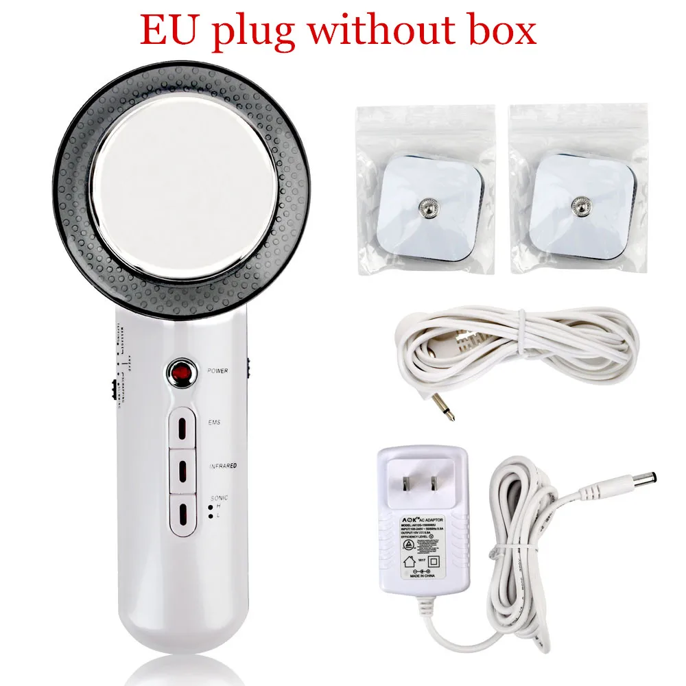 EU plug without box EMS массажер для похудения лица Липо антицеллюлитный жиросжигатель Гальваническая инфракрасная ультразвуковая терапия Прямая поставка - Цвет: EU plug without box