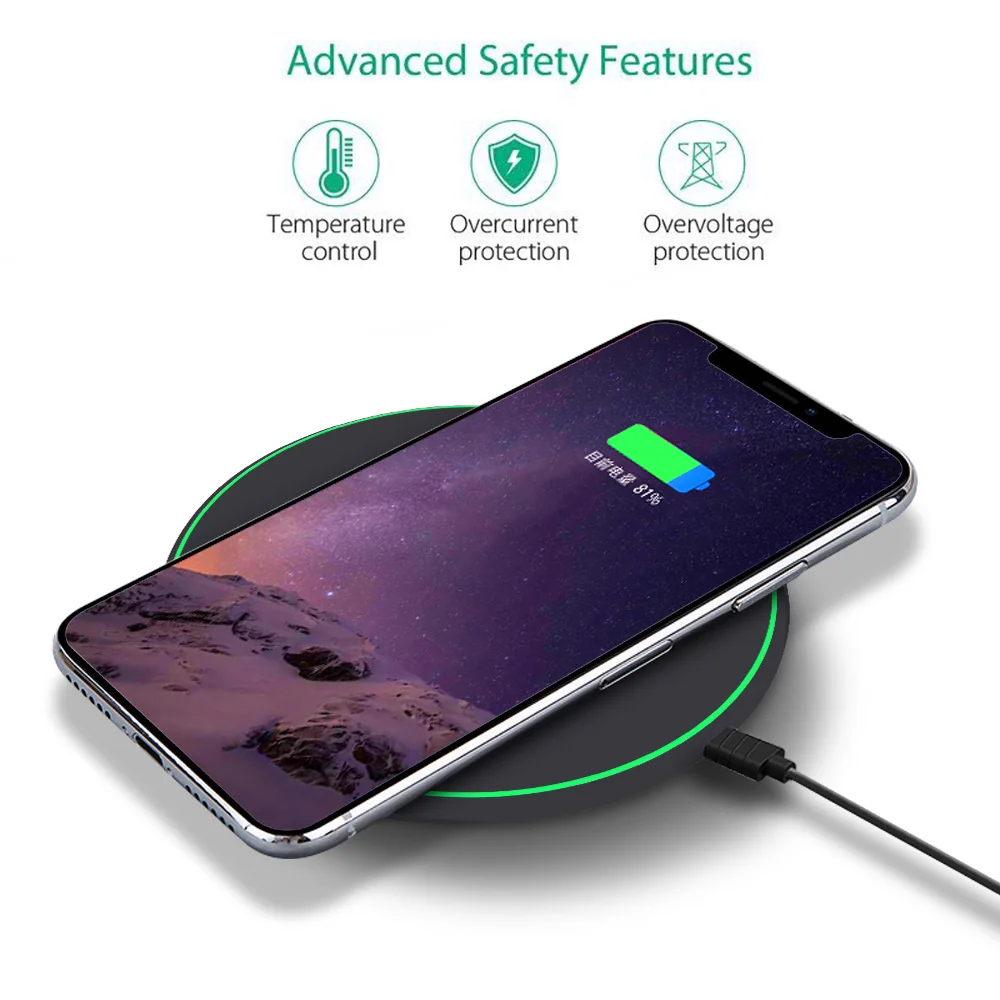 Беспроводное зарядное устройство FDGAO 10W Qi для iPhone X XR Xs Max 8 Plus samsung S9 S10 huawei P30 Pro, беспроводная зарядная панель, быстрое зарядное устройство