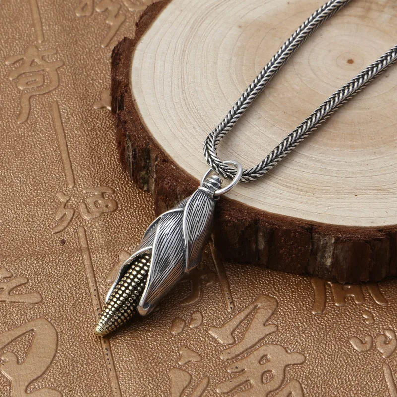 

Pendant Necklace Men Silver Corn Pendants for Necklace Men Punk Jewelry Finding Accessories Fashion Necklace Pendants Jewelry