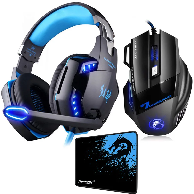 cheap In Stock 5500 DPI X7 Pro Gaming Mouse+ Hifi Pro Gaming Headphone Game Headset+Gift Big Gaming Mousepad for Pro Gamer