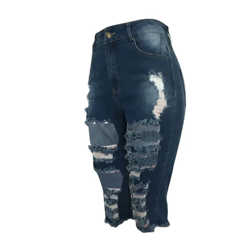 Новые Сексуальные женские джинсовые обтягивающие рваные шорты с высокой талией и дырками, обтягивающие Стрейчевые обтягивающие джинсы-80