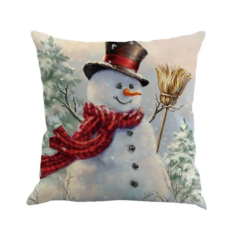 

Christmas Snowman Throw Pillow Cover 18 x 18 Inches Zippered Square Pillowcase