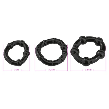 3 Pcs/Set Cock Penis Ring Bead Penis Ring Male Delay Ejaculation Lasting Silicone Erection Ring Sex Toys For Men Adults 2