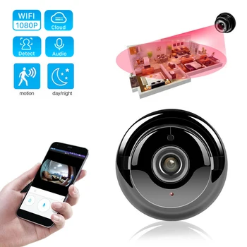 

HD WiFi Mini IP Camera Home Security Video cam CCTV Surveillance IR Night Vision Motion Detect Baby Monitor 2.0MP V380 P2P Cam