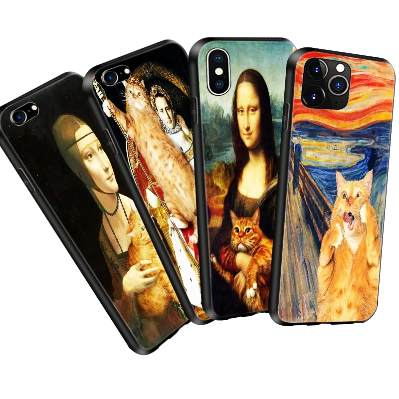 Coque Big Fat Cat in Famous Art Oil Painting Phone Case Cover for iPhone 11 Pro Max X XR XS 5S 6S 7 8 Plus Silicone Cases | Мобильные