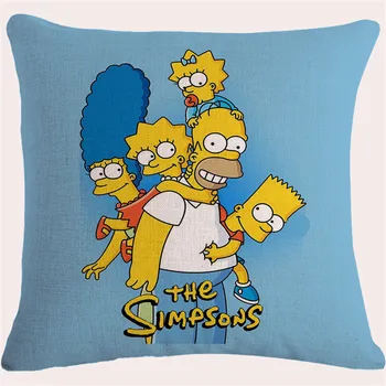 

Creative cartoon Simpsons family square pillowcase, anime sofa decoration pillowcase, linen pillowcase cushion cover аниме значк